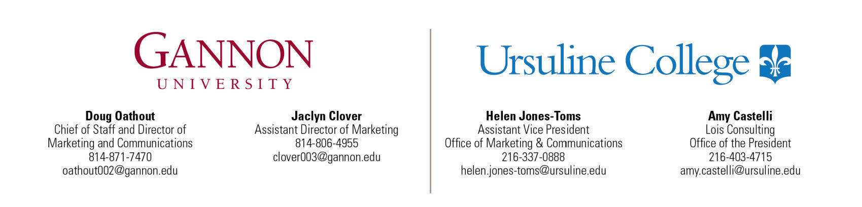 Gannon University, Ursuline College Announce Partnership