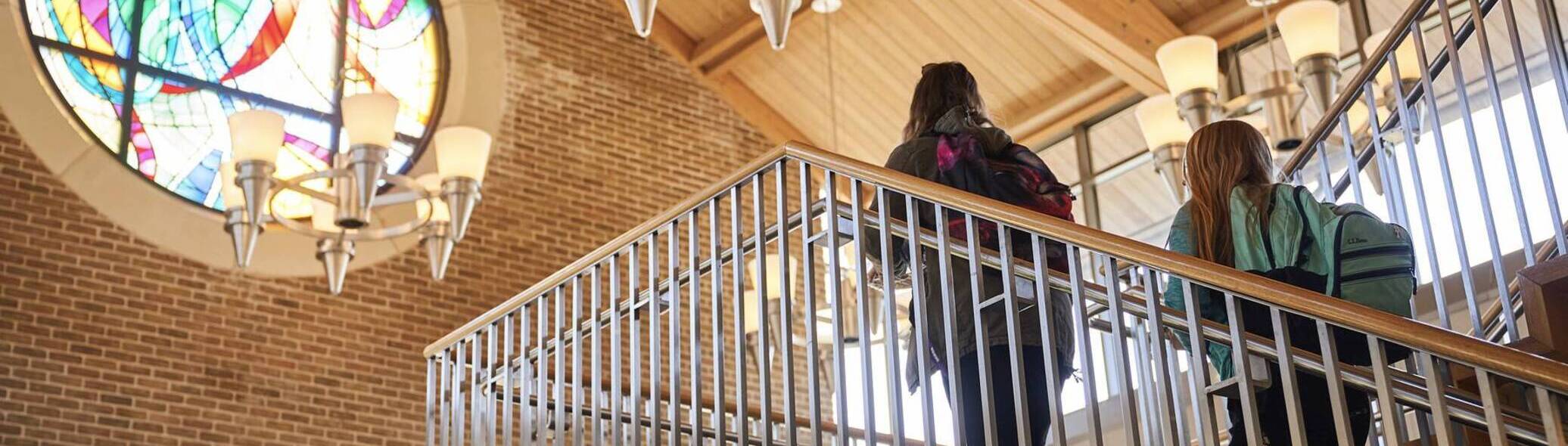 Ursuline Student Ascending Stairs